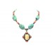 Handmade Tibetan Necklace Sterling Silver Natural Jade Turquoise & Coral Stone B